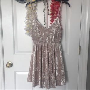 short tan velvet dress